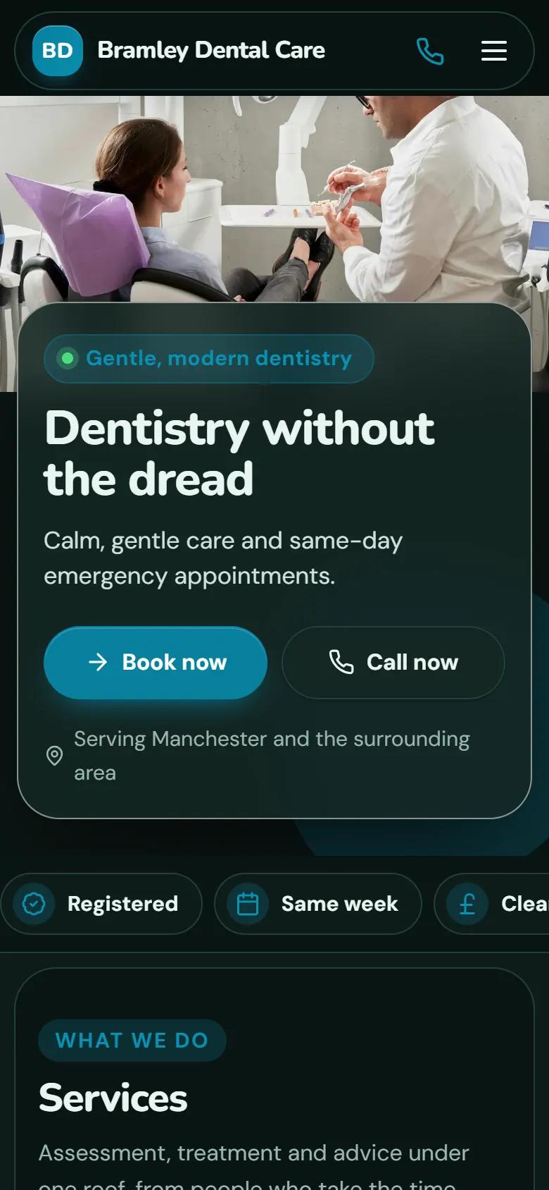Our dentist demo: on a phone