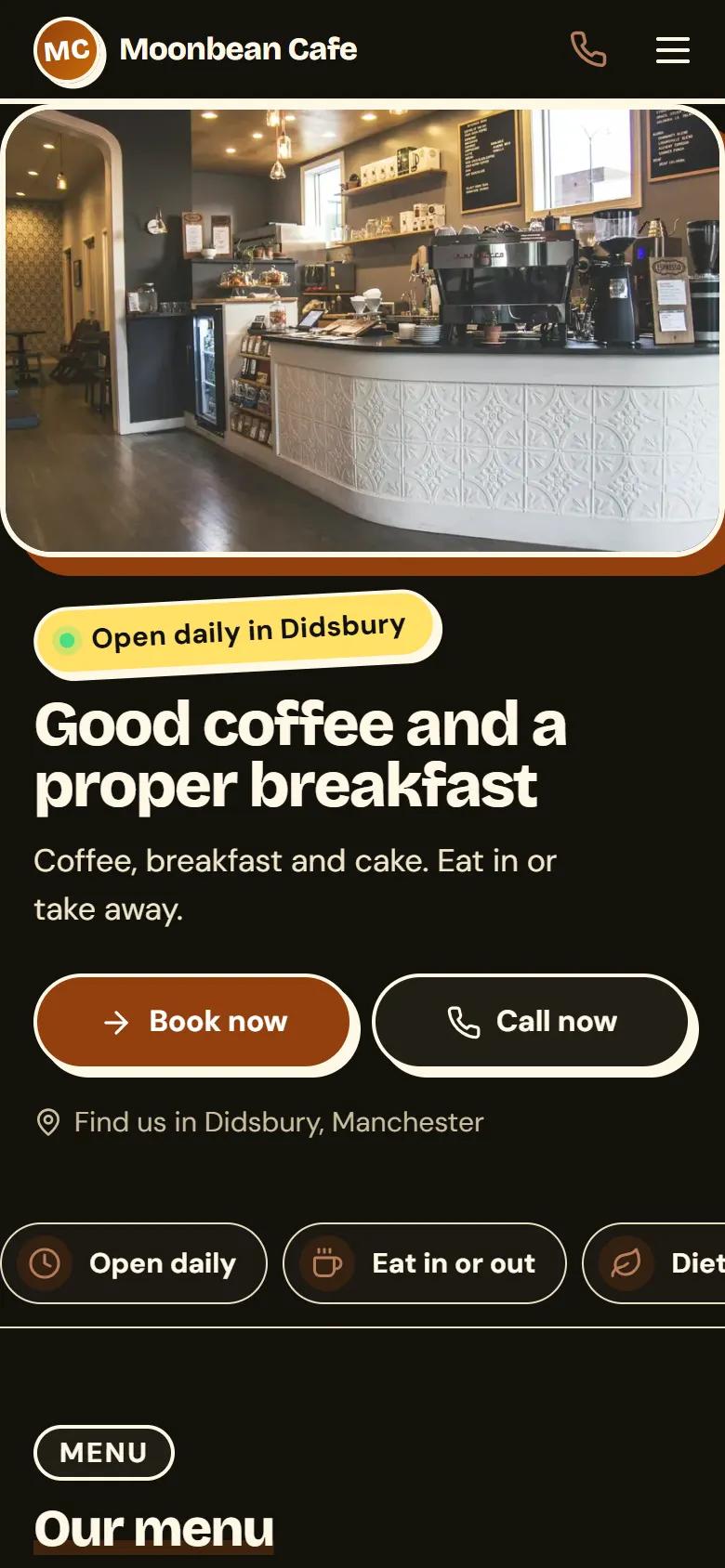 Our cafe demo: on a phone