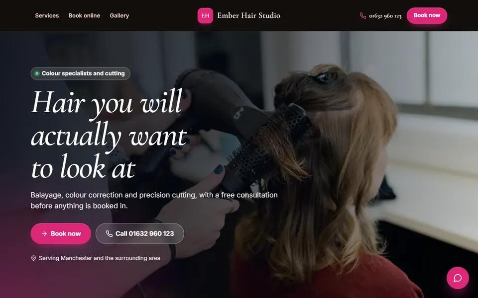 Hairdresser example: Home page