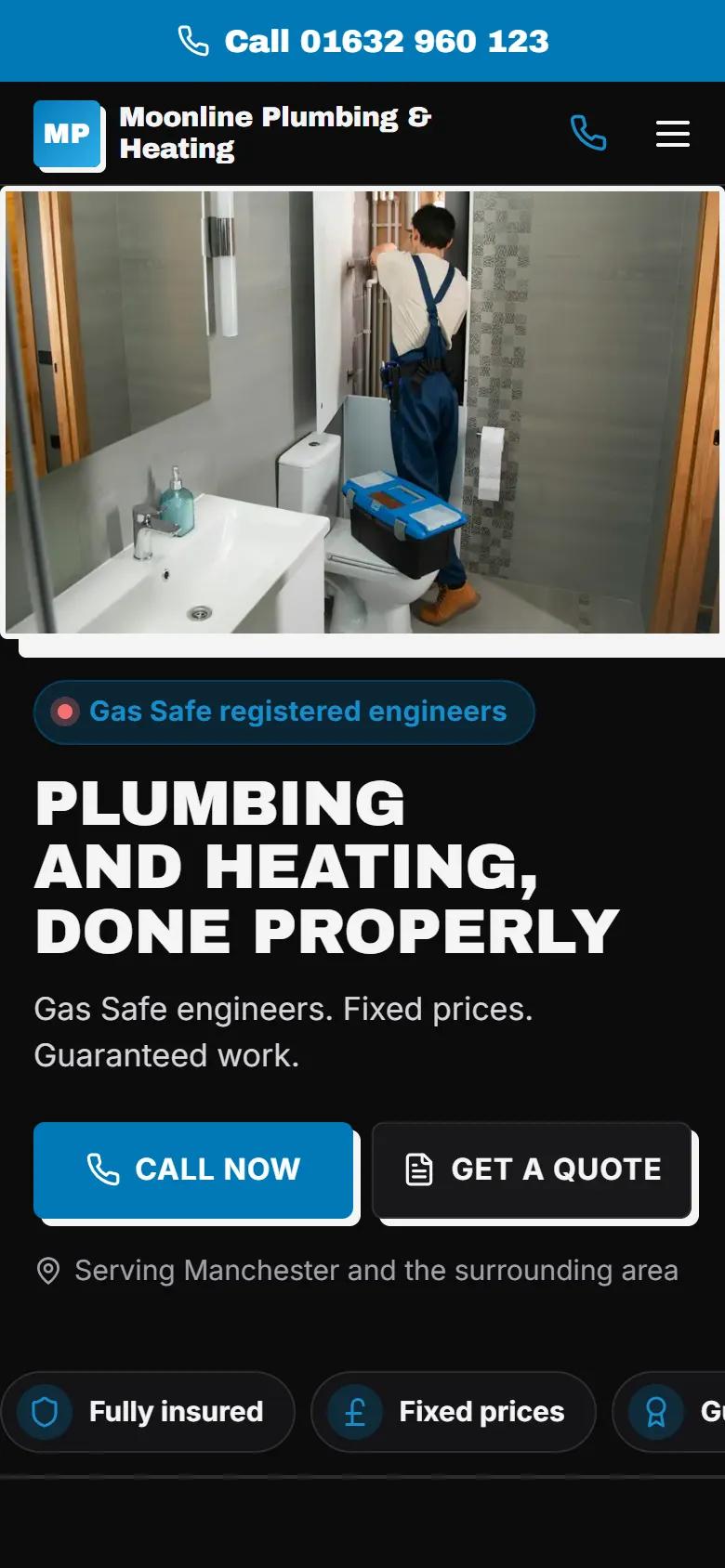 Our plumber demo: on a phone